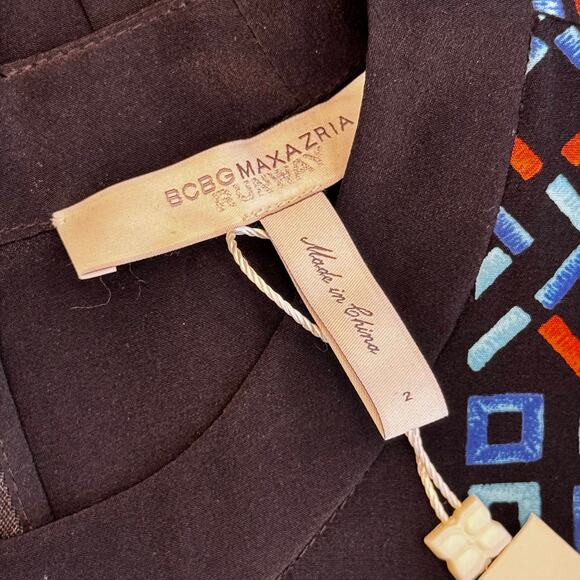 BCBGMAXAZRIA Runway y2k Kaselle Dress Women’s 2Embroidered Geometric Boho - Picture 16 of 16